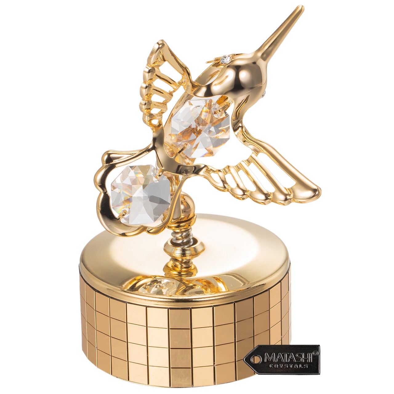Best Matashi 24K Gold Plated Music Box Plays "Swan Lake" With Hummingbird Figurine 1 From Daughter Son